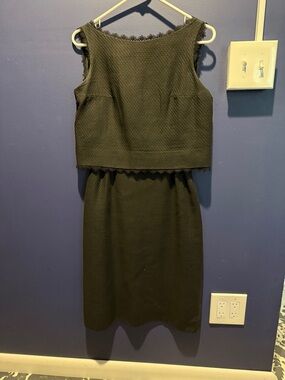 Sleeveless Black Lace-Trim Sheath Dress